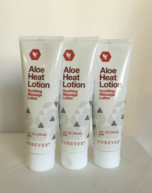 Paquete de 3 Forever Living Aloe HEAT LOTION 118 ml loción masaje calmante