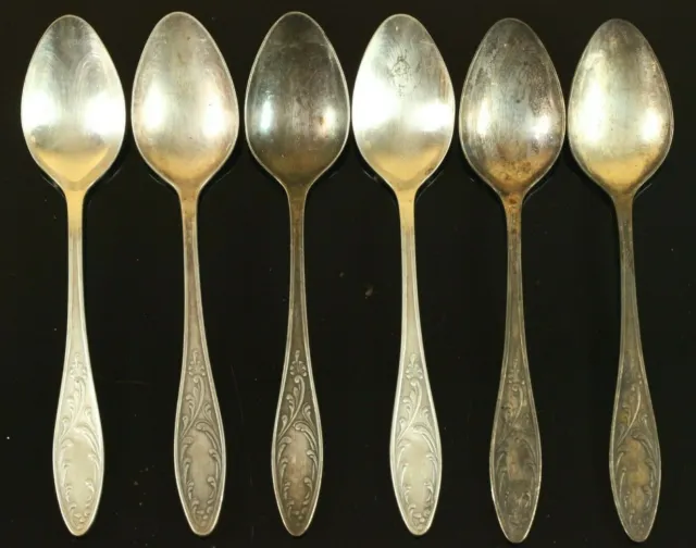 Vintage 1960s Russian USSR Melchior Silver Plated Dessert Spoons set 6 pcs T088