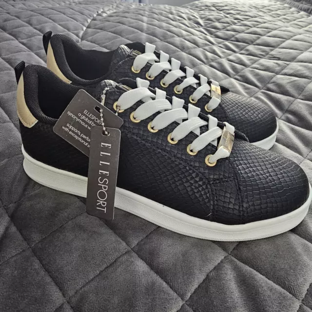 ELLE SPORT BLACK Reptile Effect Ladies Trainers Size 5 New with Tags 19.99 PicClick UK