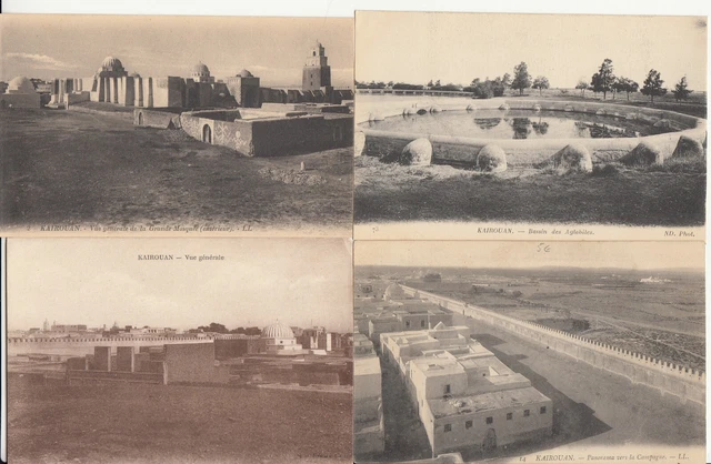 Lot de 4 cartes postales anciennes old postcards TUNISIE TUNISIA KAIROUAN 2
