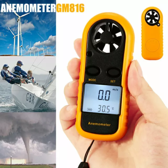 Mini LCD Digital Windmesser Anemometer Windgeschwindigkeit TemperaturerfassuLOVE