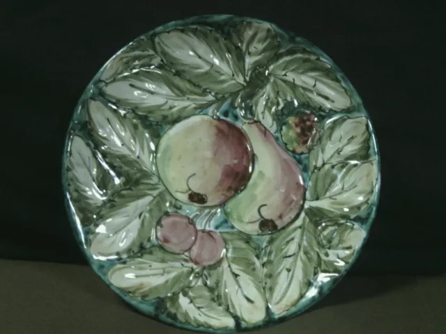 Unique Vtg.Majolica Frutta Bella Italian Pottery Hand Painted Fruit Plate, Italy