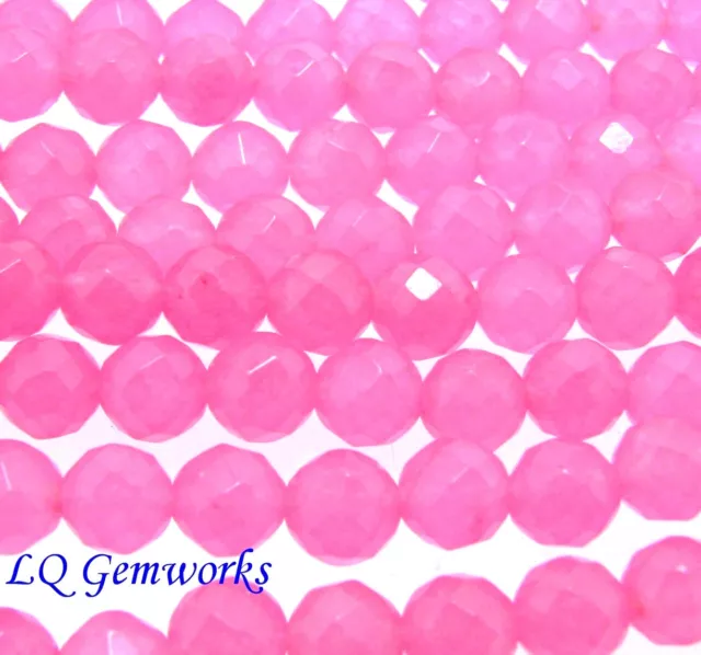 15.5" Strand PINK CANDY JADE 6mm Faceted Round Beads