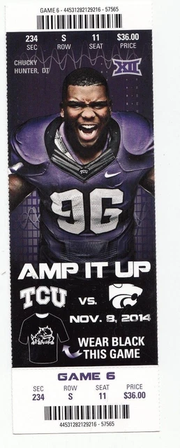 2014 Tcu Horned Frogs Vs Kansas State Ticket Stub 11/8/14 College Football