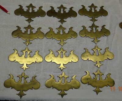 ** Lot of 12 - VTG - Escutcheon Drawer Face Plate Key Hole Covers - Keeler BRASS