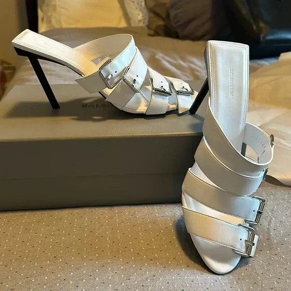 Balenciaga White Buckle Sandals; NIB; Sz 40; $1050