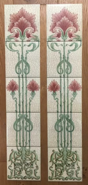 Art Nouveau Kiln Fired Fireplace Tile Set (10 Tiles ) Ref 142