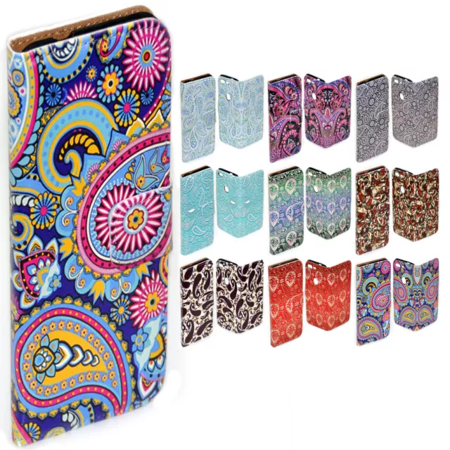 For Samsung Galaxy Series Paisley Pattern Print Wallet Mobile Phone Case Cover 1