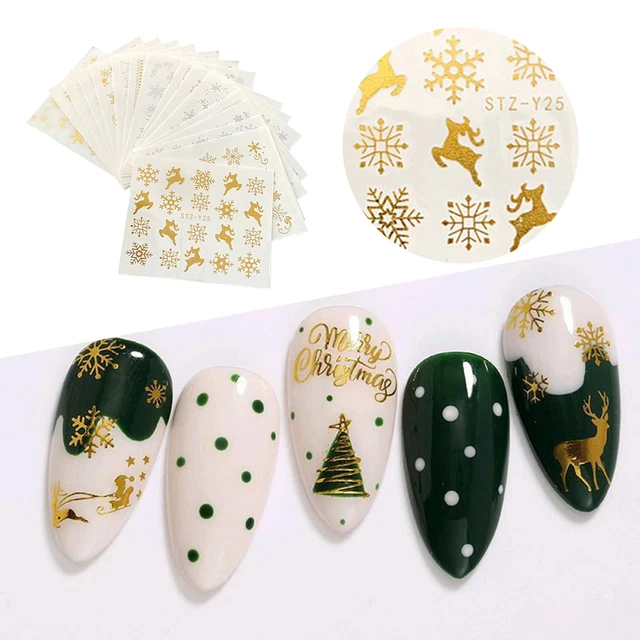 16 pegatinas de manicura exquisita liviana color plateado uña copo de nieve