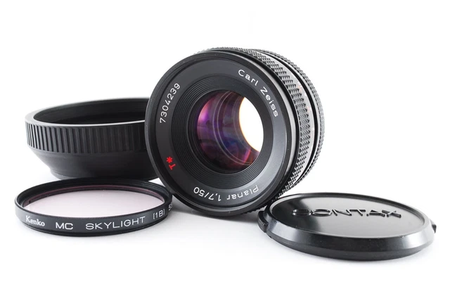 "N MINT" Contax Carl Zeiss Planar T* 50mm f/1.7 MMJ Hood MF Lens C/Y JAPAN 6142
