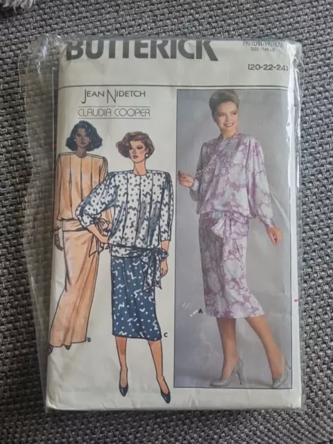 Vintage 1980er Jahre Nähmuster Damen Top & Rock, Butterick 3754, 20-24, ungeschnitten