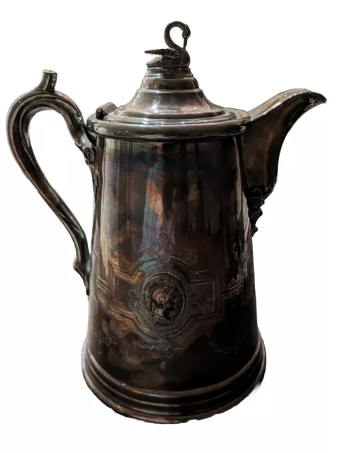 1858 Meriden Britannia Silver Plated Double Wall Pitcher, 13" Tall