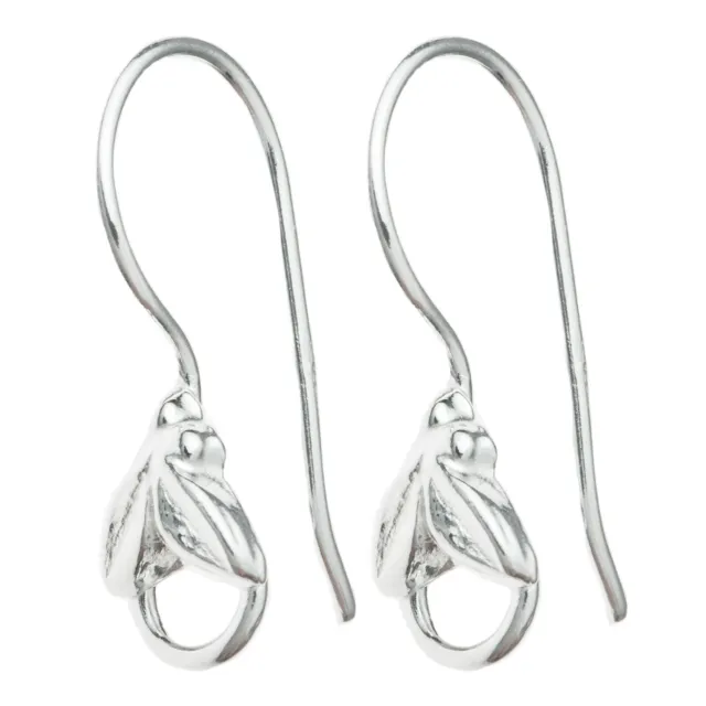 .925 Sterling Silver Flower Leaf Hook Earwires Chandelier Earring Connector
