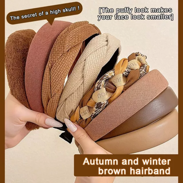 Autumn And Winter Coffee Color Headband Fashion Vintage Elastic Hair Band