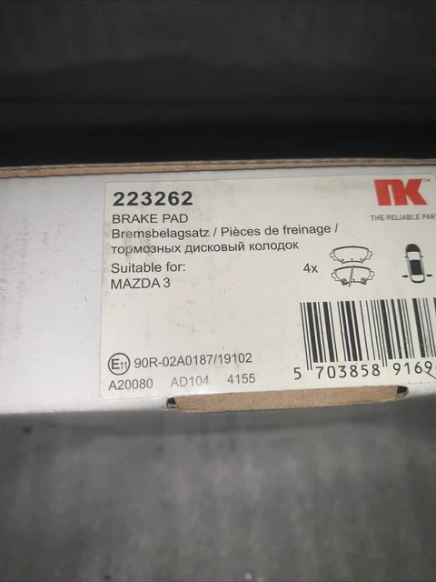 BRAKE PAD SET Rear 223262 NK B4Y02648ZA B4Y02648ZB Genuine Quality £12. ...