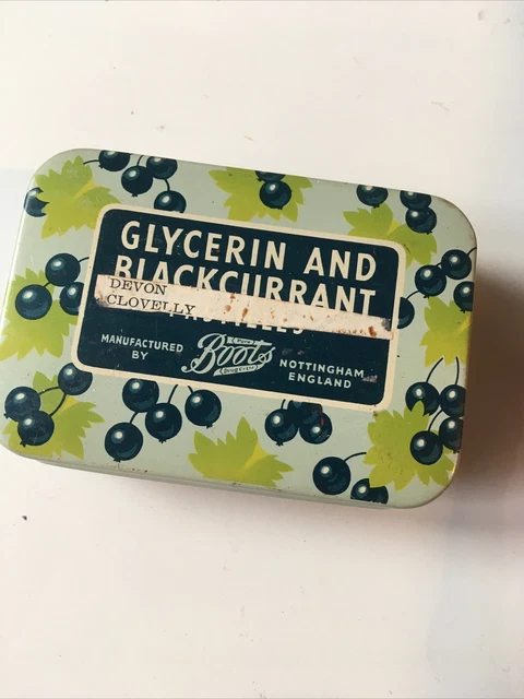 Boots Chemist Vintage Tin Glcerin And Blackcurrant Used 8x5cm Approx