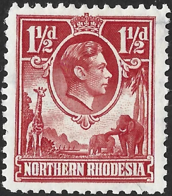 Northern Rhodesia 1938-52 KGVI  1.5d Carmine-Red  SG.29 Mint (Hinged)   Cat:£50