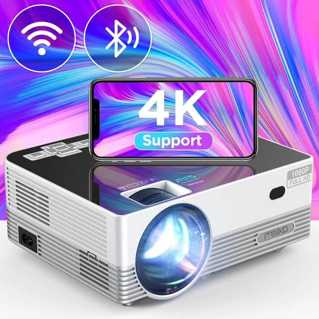 MOOKA MINI PROJECTORS with WiFi and Bluetooth Native 1080P 8500L HD 4K