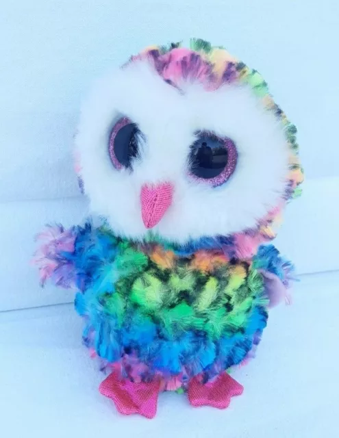 SUPERBE PELUCHE TY GROS YEUX BRILLANT 15 cm HIBOU " OWEN " COLLECTION 2017