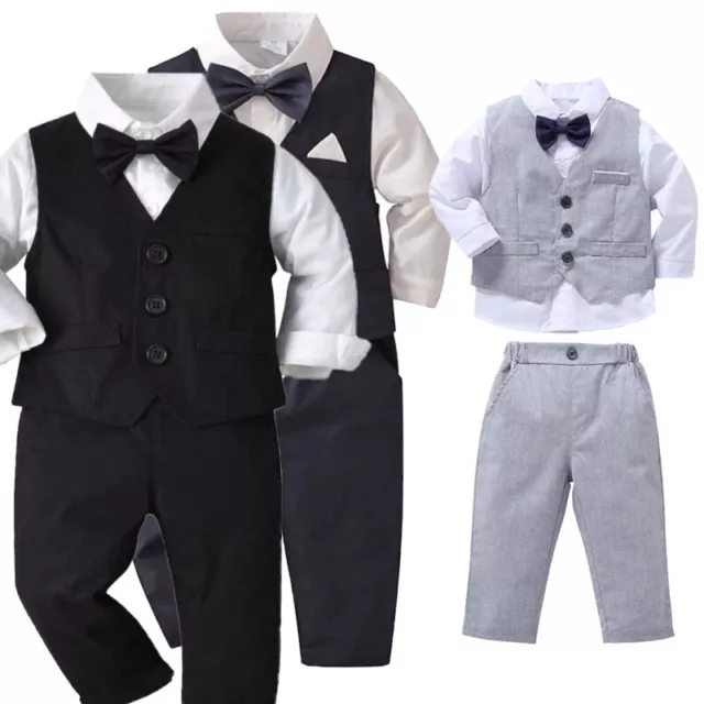 Kid Baby Boys Shirts Suit Vest Pants Trousers Gentleman Outfits Wedding Clothes