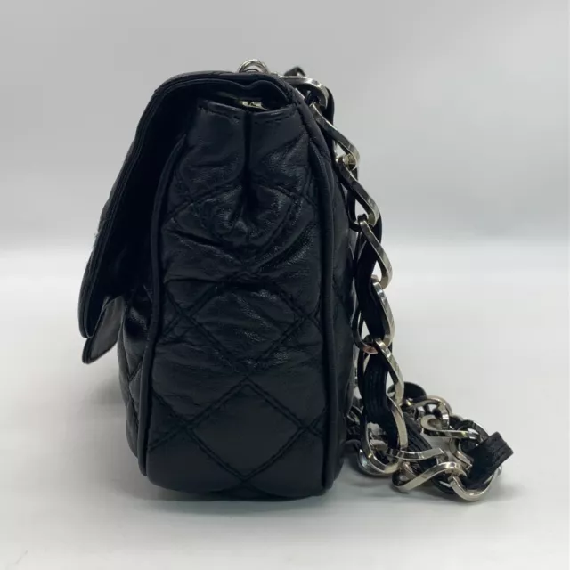 Marina Rinaldi Black Quilted Caviar Flap Crossbody 3