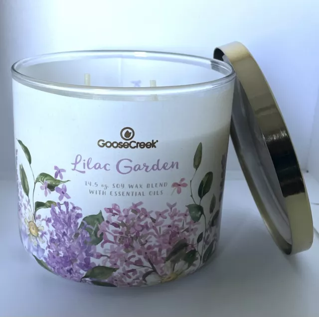 Goose Creek Lilac Garden 3-Wick Candle 14.5 ounce with Essential Oils NEW