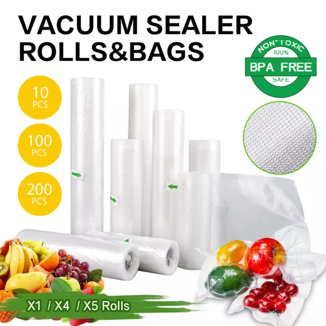 10X Vacuum Food Sealer Bags Saver Seal Rolls Storage Commercial Heat Grade 28Cm