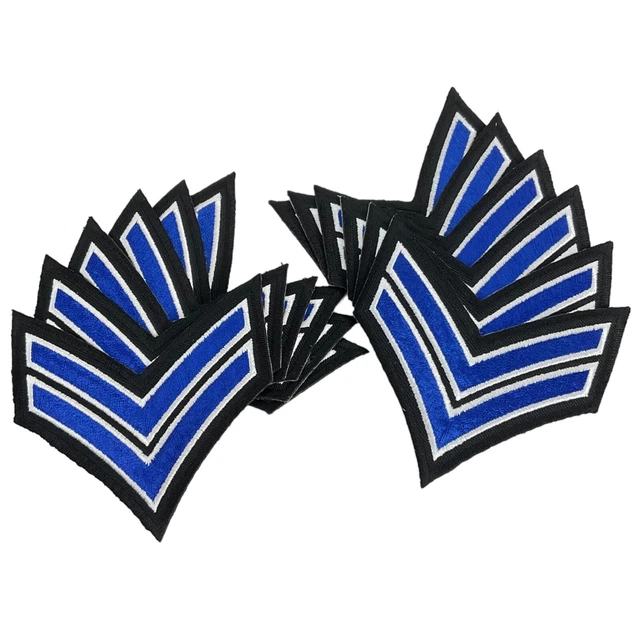 Heroes Pride Corporal Emblem Embroidered White Royal Blue Chevron on Black 12
