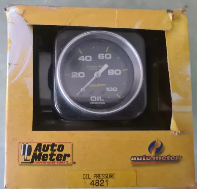 Auto Meter Gauge Oil Pressure Carbon Fibre 2-5/8" 0-100 Psi - Au4821