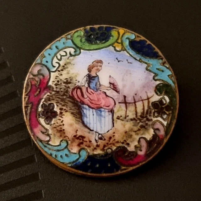 Pin's broche fleur émail métal plaqué or bijou joaillerie art nouveau