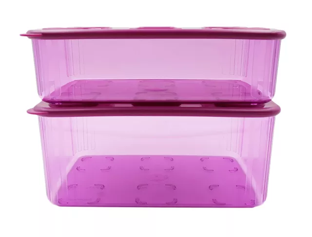 Tupperware Purple Fresh N Clear Clearmate Large 1.6L 2.5L Food Containers Set