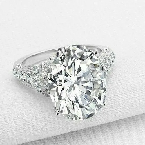 3.50CTW OVAL CUT Moissanite Hidden Halo Engagement Ring 14k Solid White ...