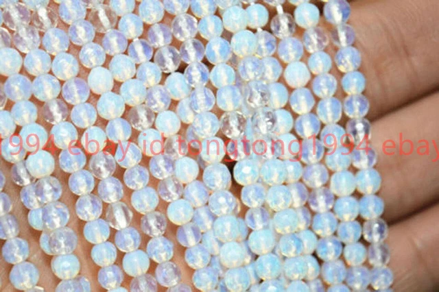 4mm Natürlich Weiß Mondstein Edelstein Facettiert Runden Lose Perlen 15'' AAA