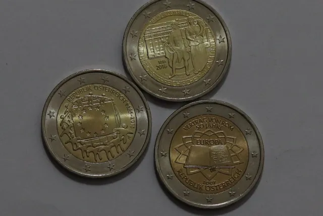 🧭 🇦🇹 Austria - 2 Euro - 3 Commemorative Coins B58 #107