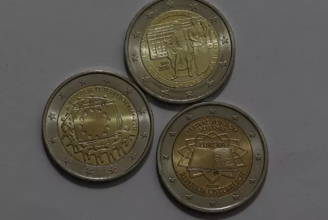 🧭 🇦🇹 Austria - 2 Euro - 3 Commemorative Coins B58 #107