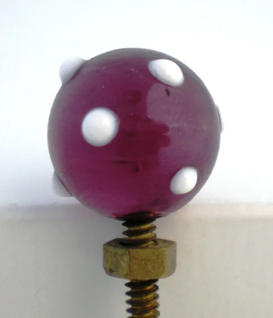 Purple With Milk Glass Dots Older Venitial Spun Glass Knobs