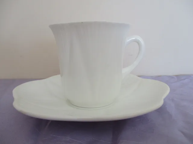 SHELLEY Dainty white Demitasse cup saucer duo fine bone china RD 272101