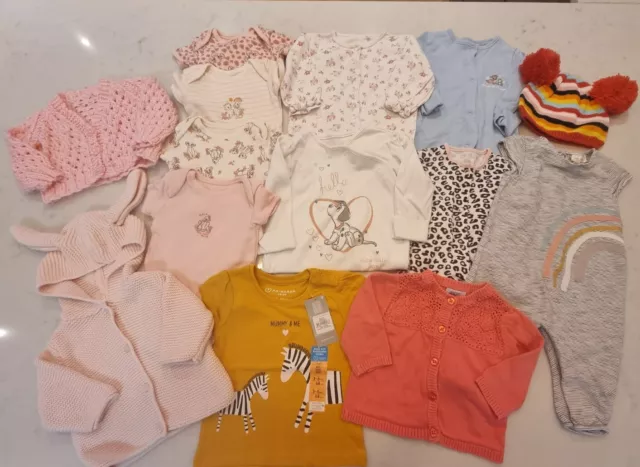 LARGE Baby Girl Bundle 3-6 mths Next & Disney BNWT T Shirt lovely sleepsuits