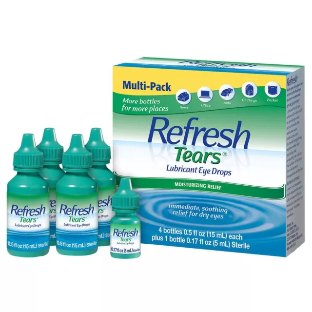 New Refresh Tears Lubricant Eye Drops 4+1 Bonus Multi-Pack 65 ml EXP 2026!