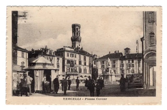 Cartolina    Vercelli    Piazza  Cavour  Animata    Vg   1922