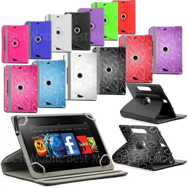 AMAZON KINDLE FIRE 7, FIRE HD 8, FIRE HD Compatible LEATHER CASE COVER STAND