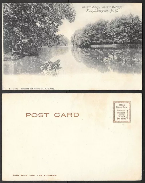 Old Postcard - Poughkeepsie, New York - Vasser Lake at Vasser College