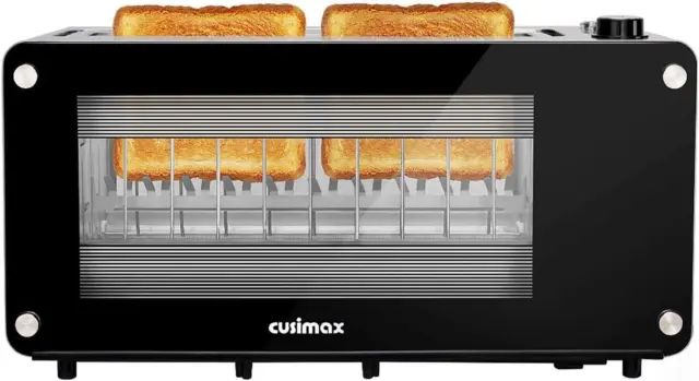 Toaster 2 Slice,  Toaster Long Slot with Glass Window Bagel Toasters, Artisan Br