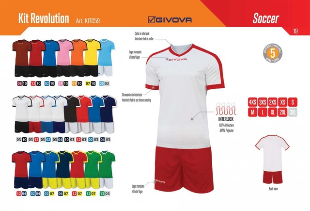 Completi Calcio Calcetto Volley GIVOVA Mod. KIT REVOLUTION (Maglia + Pant.) Mute