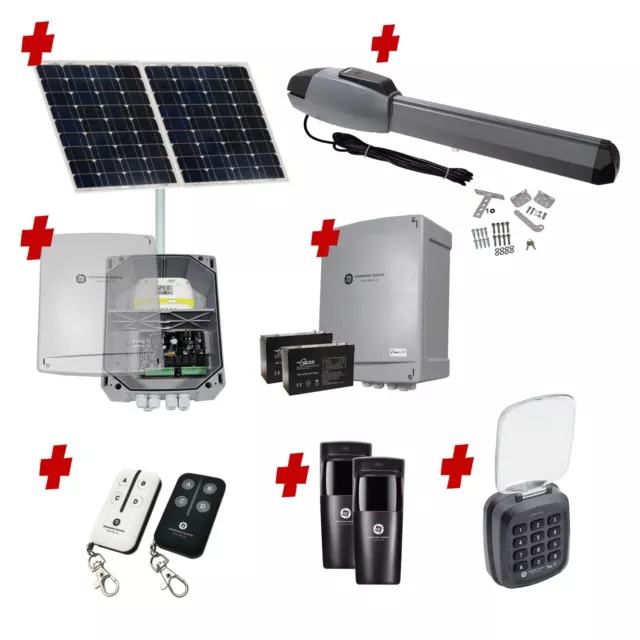 Solar OFF GRID Automatic Swing Driveway Gate Opener 24 Volt Kit with Keypad P...