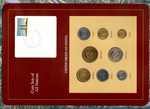 Coin Sets of All Nations Mexico 1987-1990 100,500 Pesos 1988 1000 Pesos 1990