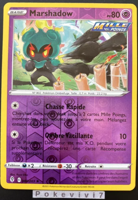 Carte Pokemon MARSHADOW 080/203 Holo Reverse Epée et Bouclier 7 EB07 FR NEUF