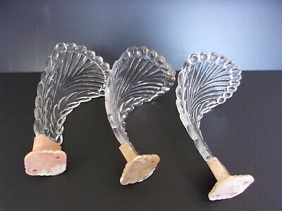 Set of 3 Vintage Glass Drapery Curtain Tie Back Holders