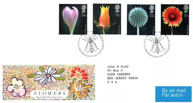 Great Britain Set Of (4) Flowers Royal Mail First Day Cover Set Of (4) 1987