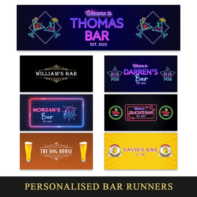 Personalisierte jede Text Biermatte Etikett Bar Läufer ideal Zuhause Pub Café gebraucht 4